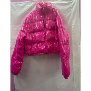 Shein Size 8/10  Neon Pink Puffer Zipper Jacket